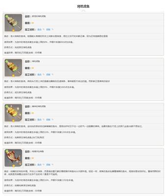 原神烤吃虎鱼制作秘籍（教你如何在游戏中捕捉、烤制和食用美味的虎鱼）