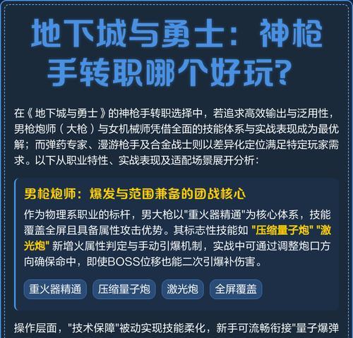 地下城与勇士男枪手转职刷图强势职业（掌握技巧）